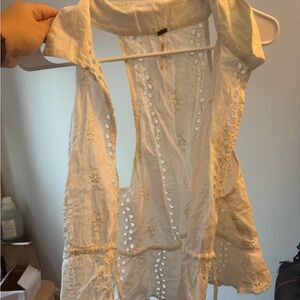 Free People Cream Eyelet Blouse